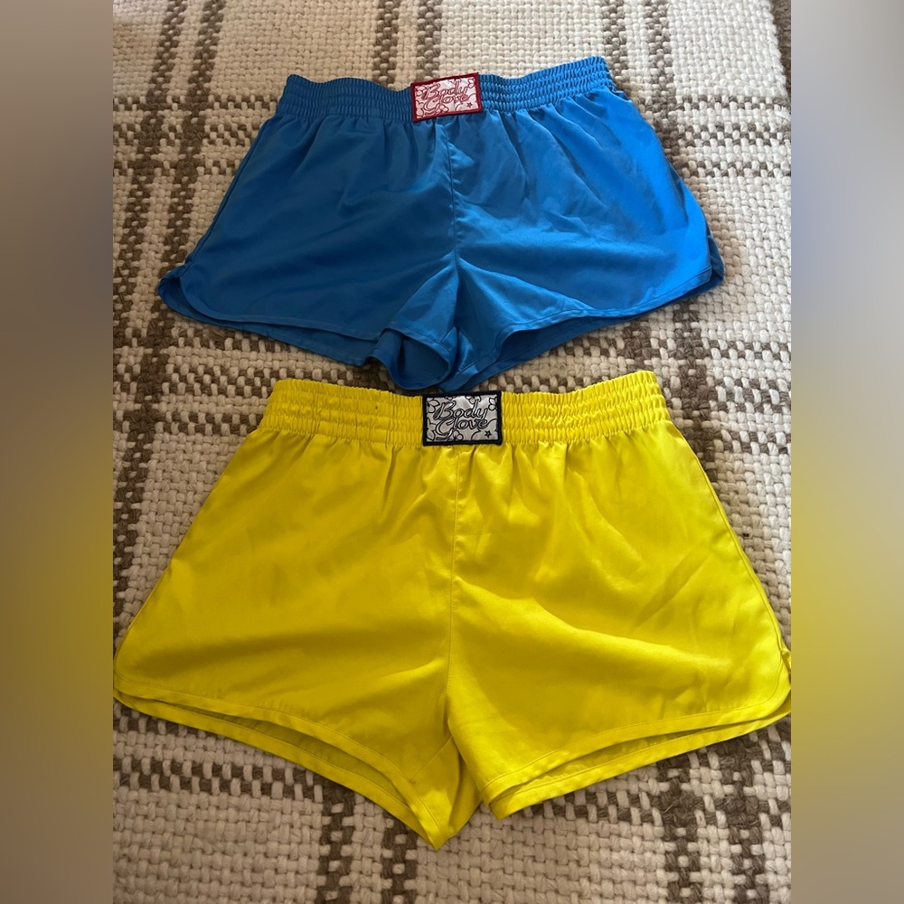 Body Glove Vintage Blue & yellow Athletic Shorts Women Size Medium